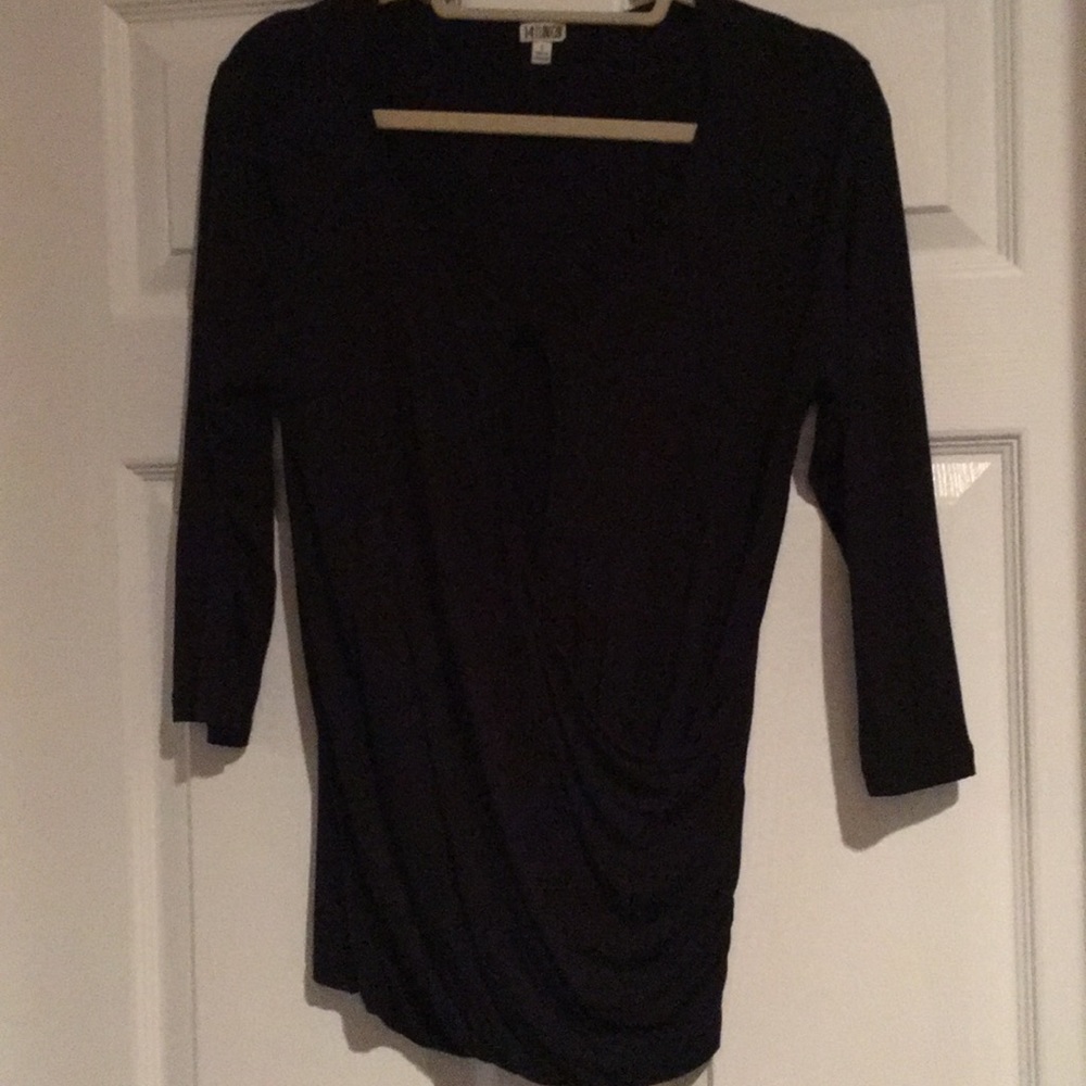 Faux Wrap draped Black Top